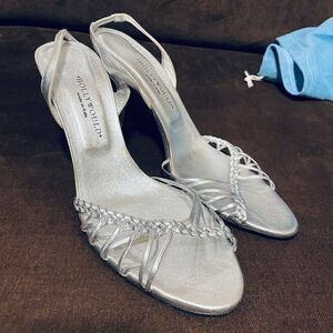 NEW Hollywould Silver Metallic Sling Back Pumps Size 42 which is a 11/12 US